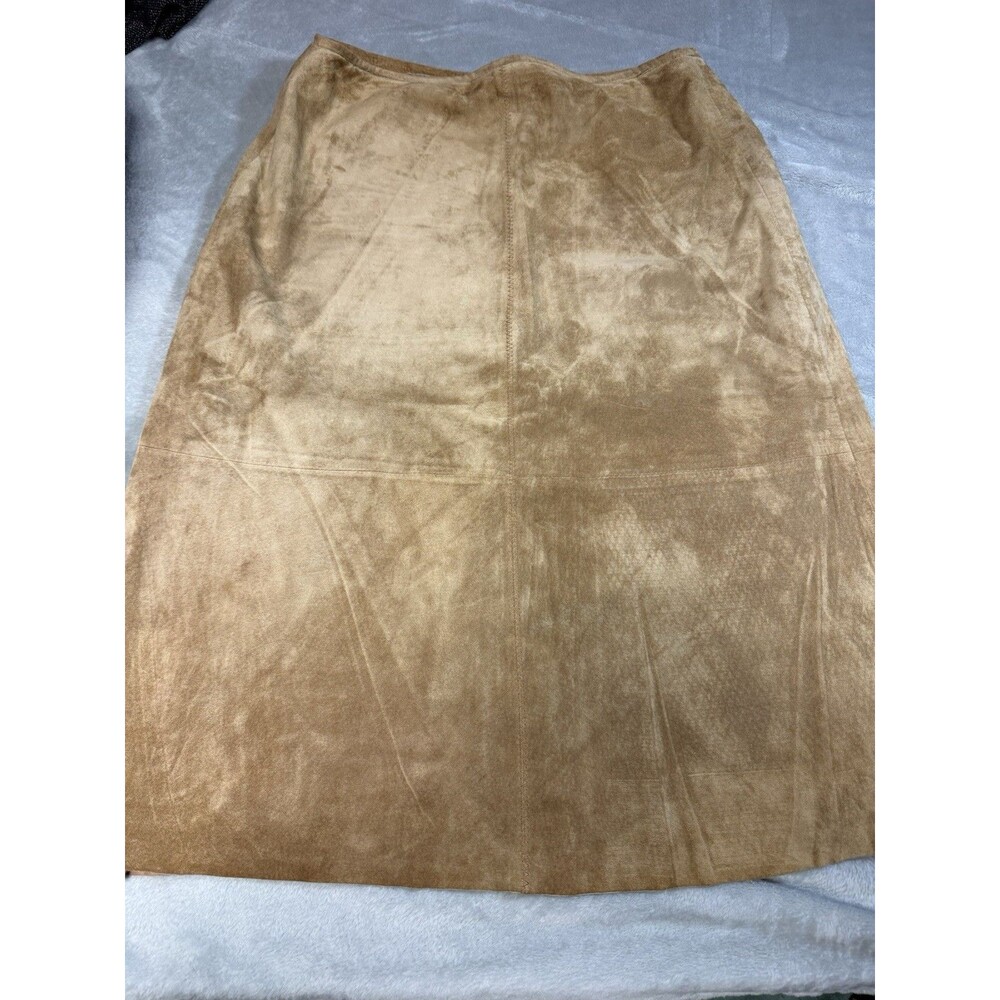 John Paul Richard Leather Skirt Size 16 Tan Suede A-Line Midi Skirt Lined
